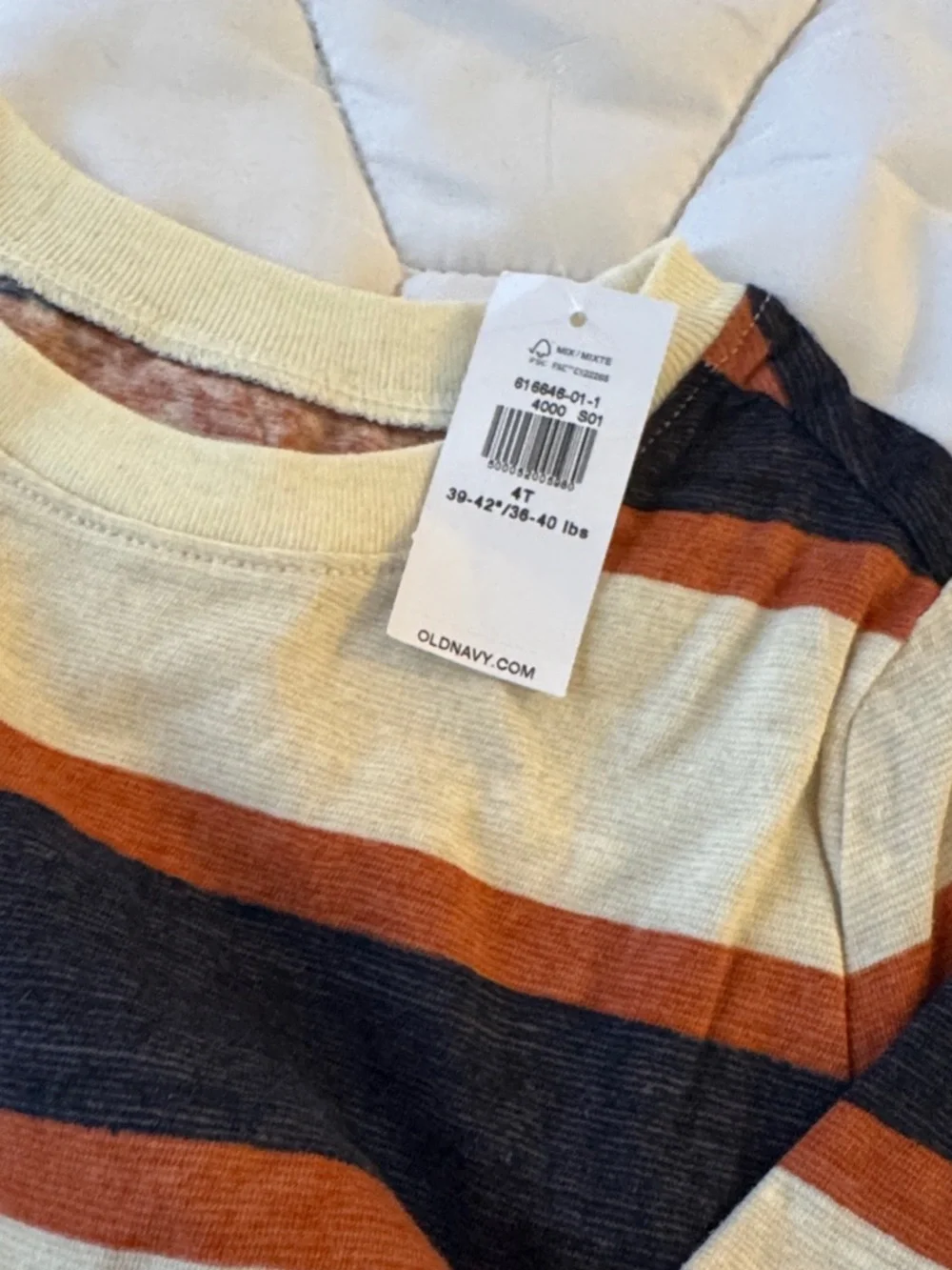 Old Navy Striped Short Sleeve Tee in Cream, Navy & Rust